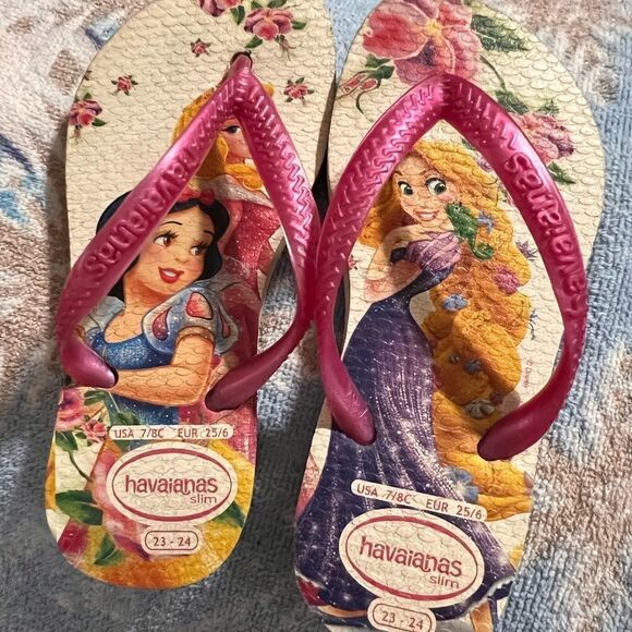 Girls Disney princess flip flops havaianas brand size 7/8c - Picture 1 of 3